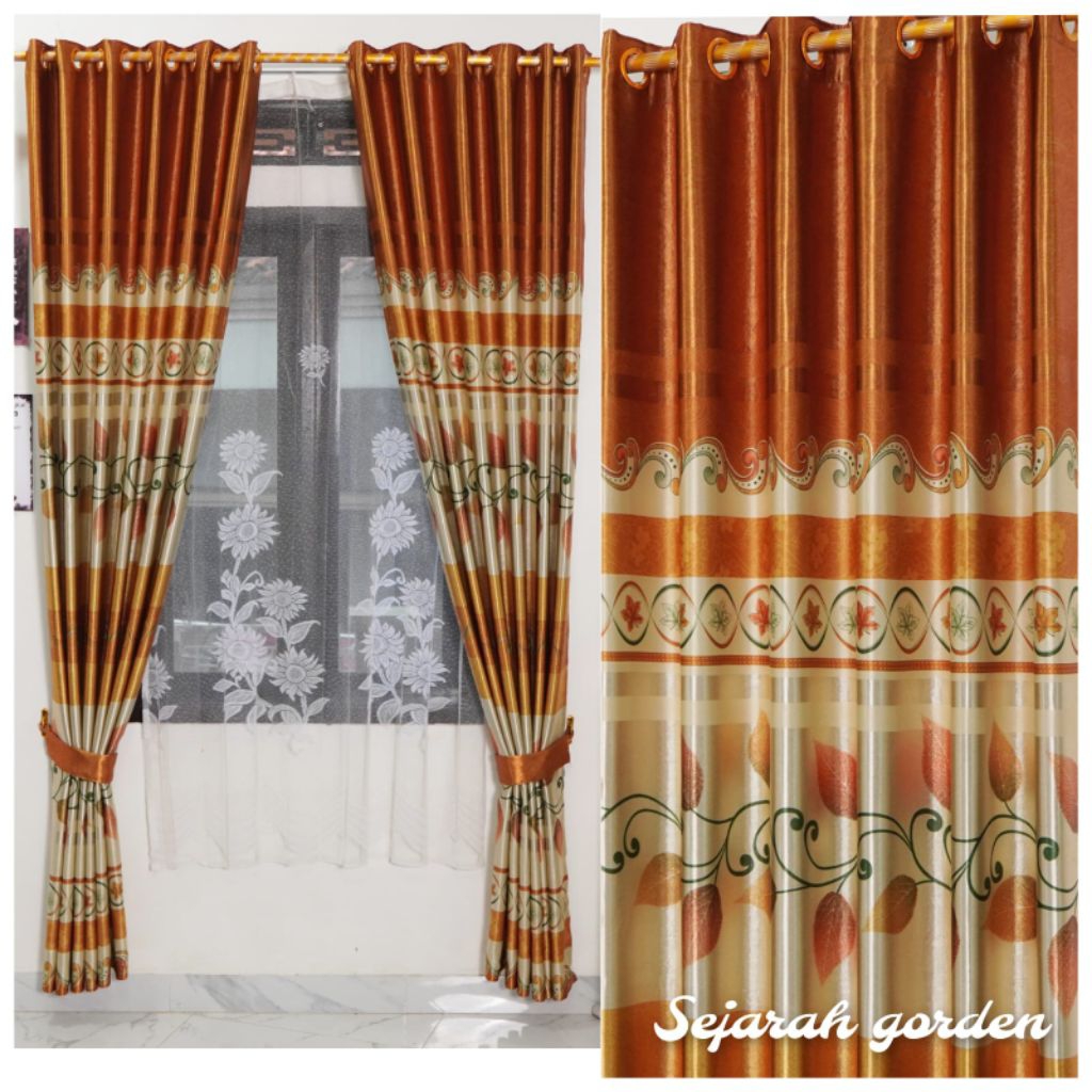 GORDEN RUANG TAMU MEWAH MODEL TERBARU MOTIF BUNGA BAHAN BLACKOUT IMPORT TEBAL LEBAR 140 CM TINGGI 23
