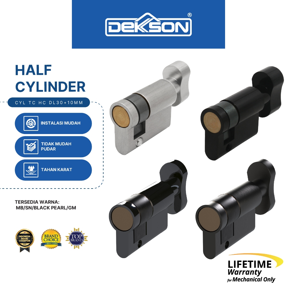 DEKKSON Half Cylinder Silinder Pintu TC DL Brass 30+10 mm
