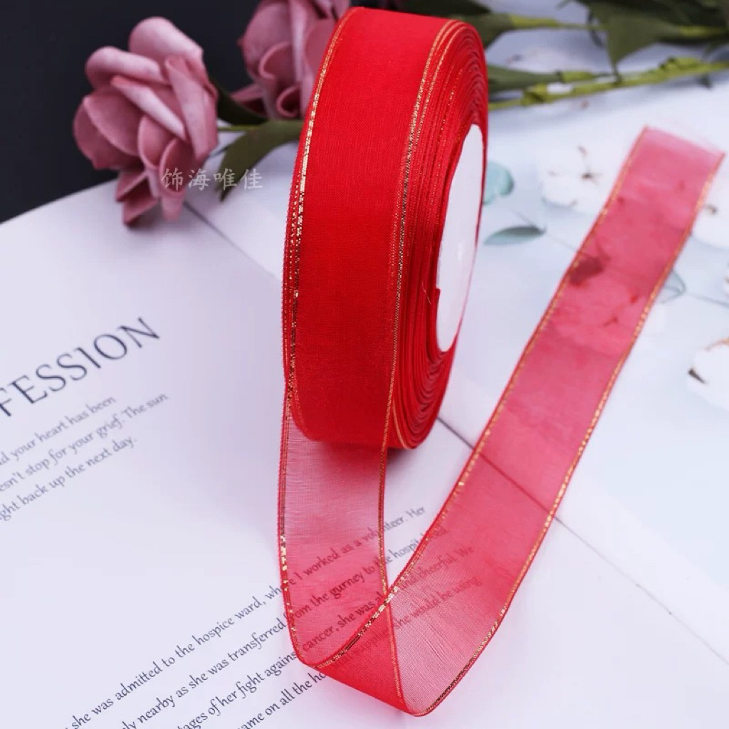 

Pita Organdi / Organza Les Emas 1 Inch Per Roll – Kado Craft