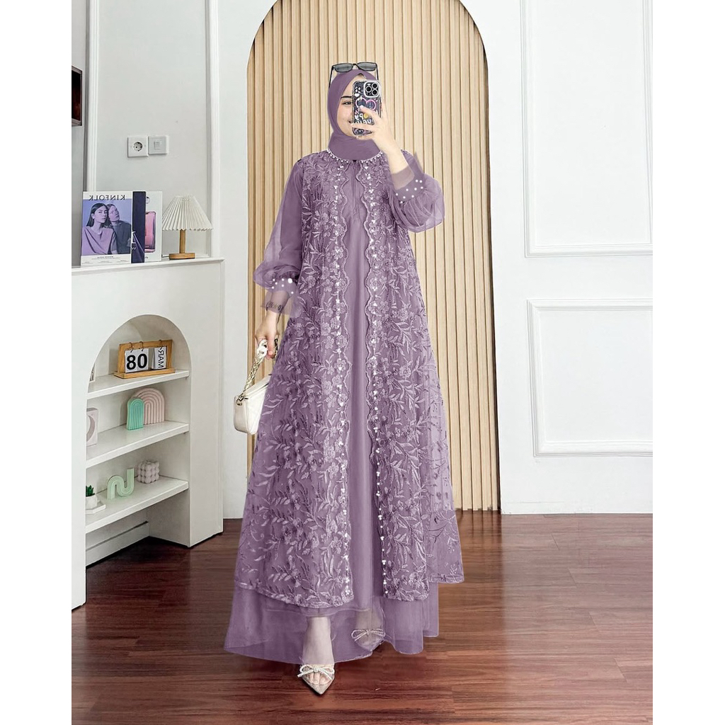 Maxi Lyodra Gamis Pesta Brukat Muslimah M-XXL-2