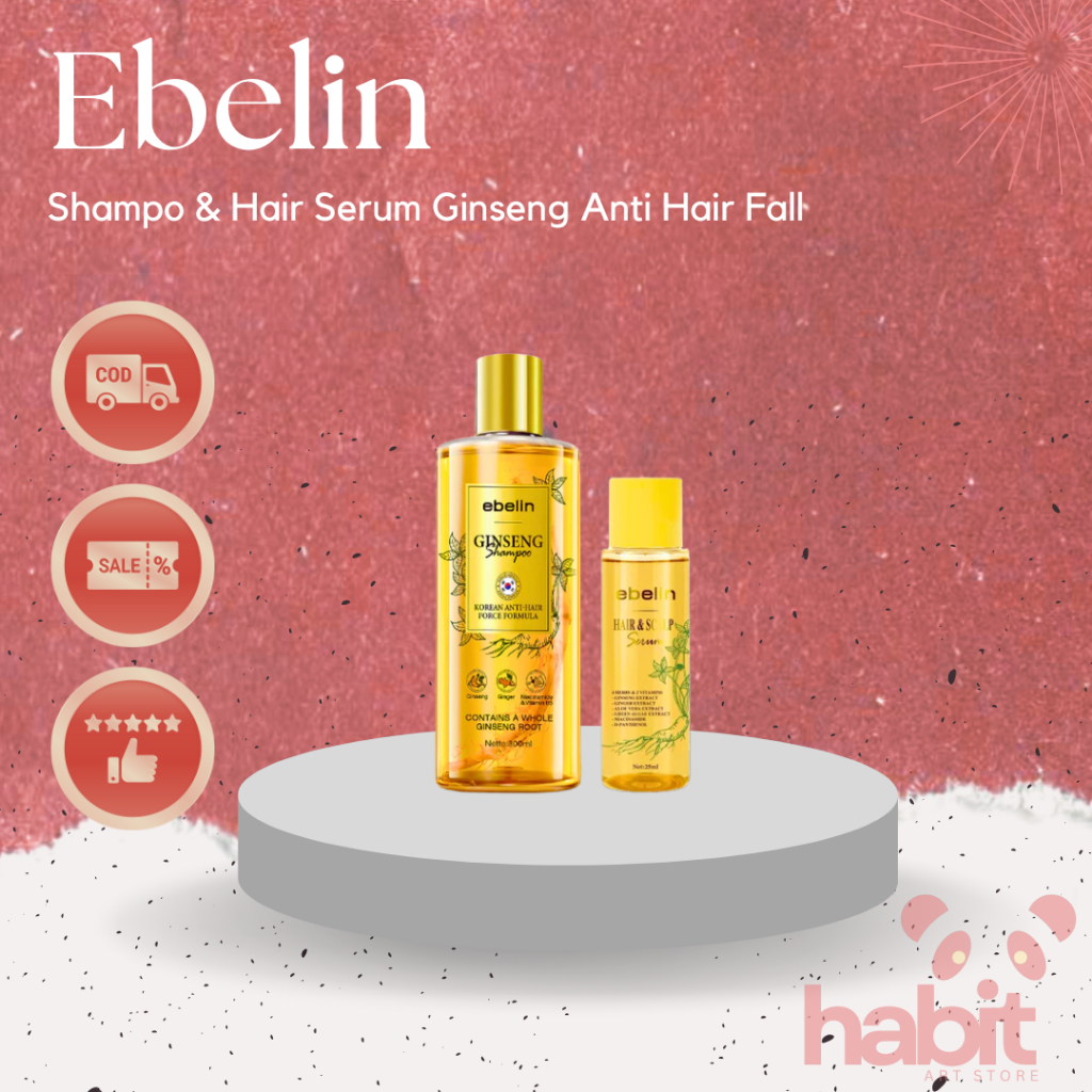 Ebelin Shampo Ginseng Anti Rontok Bundling Hair Serum 2 in 1