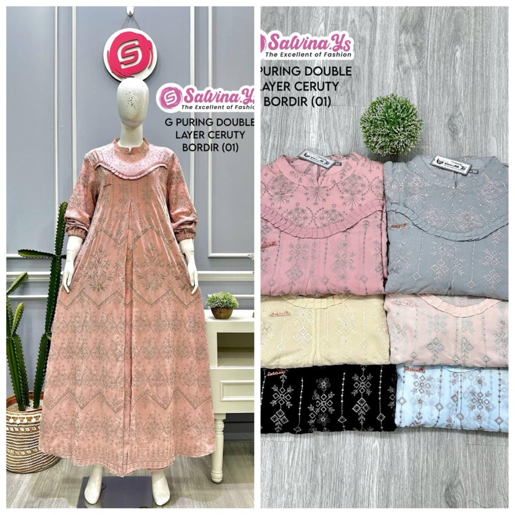 Gamis salvina jaguar katun bordir
