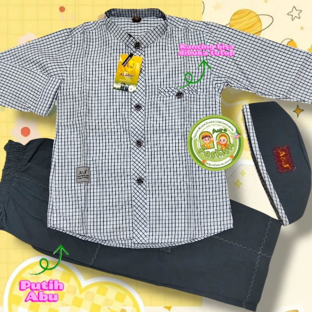 NEW SETELAN BAJU KOKO KOTAK ANAK LAKI-LAKI A&J UNTUK USIA 3-13 TAHUN, MODEL TERBARU LENGAN PANJANG Y