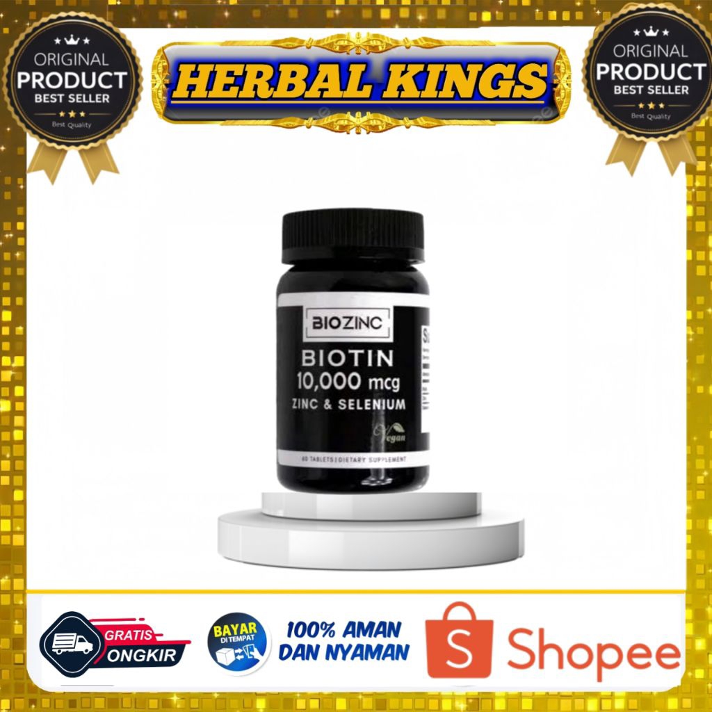BIOZINC ASLI ( Biotin 10000 mcg zinc & Selenium ) - Biotin 60 kapsul - Penyubur Rambut
