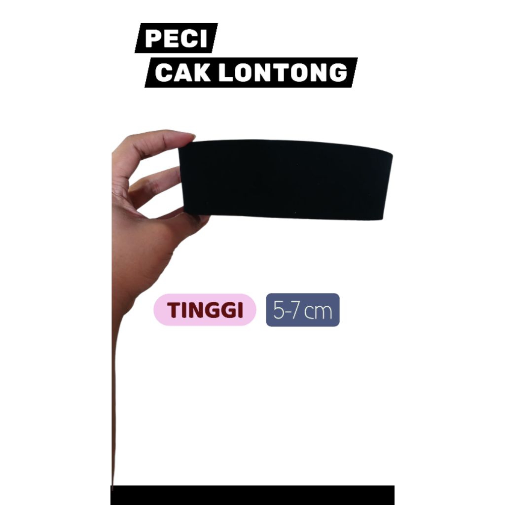 SONGKOK KOPYAH PECI CAK LONTONG TINGGI 5 CM HITAM POLOS BY MAFIS