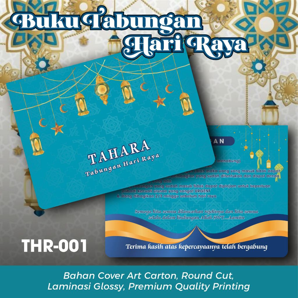 

BUKU TABUNGAN HARI RAYA CUSTOM COVER TEBAL ART CARTON GLOSSY DESAIN PREMIUM 4 PCS