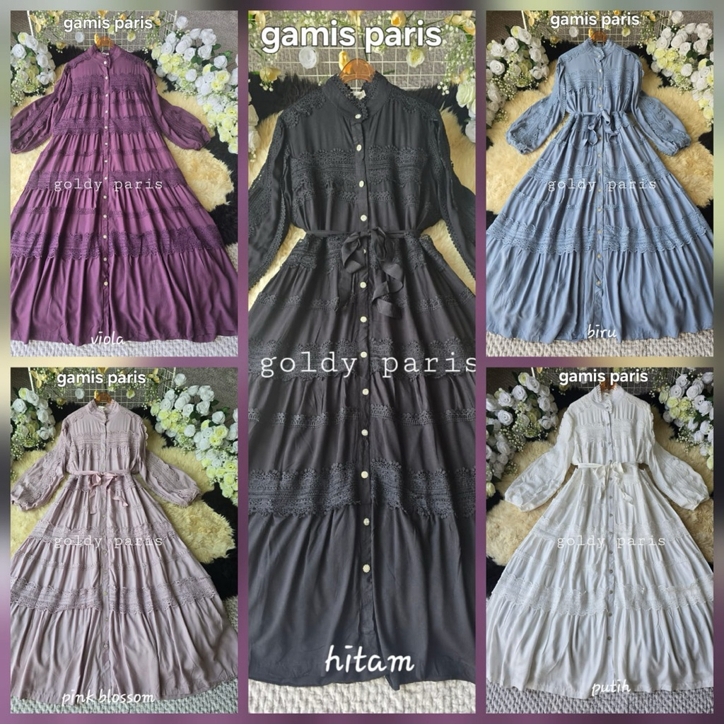gamis paris, dress goldy, Dress Maxi, gamis bangkok, gamis putih, white maxi, dress katun bordir, ga