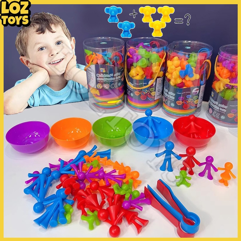 Loztoys Mainan Klasifikasi Warna Hewan Montessori Matching Game Color Sorting Toys Free Sorting Bowl And Tweezers