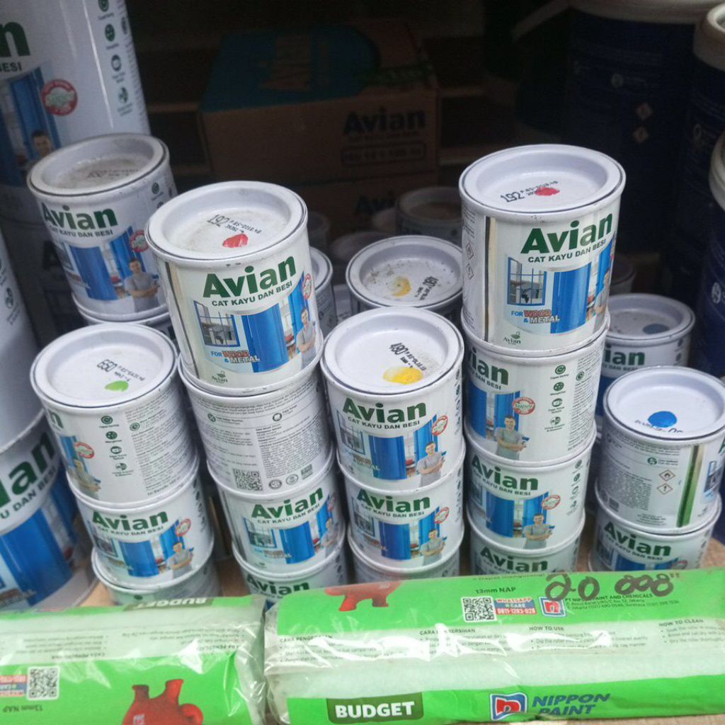 

(paket grosir 12 pcs bebas campur warna ) cat minyak avian synthetic cat kayu/cat besi besi 100 cc