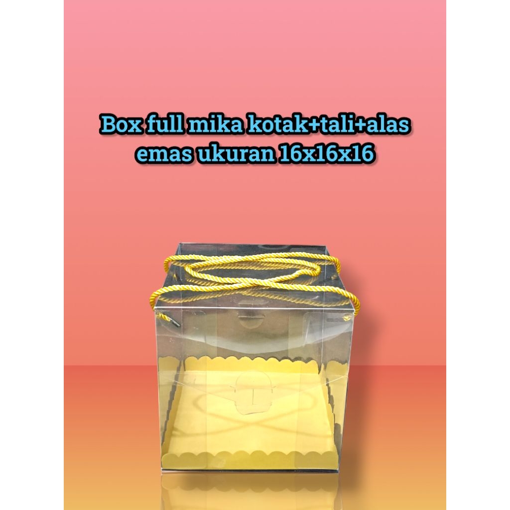 

Box full mika kotak+tali handle gold uk 16x16x16cm