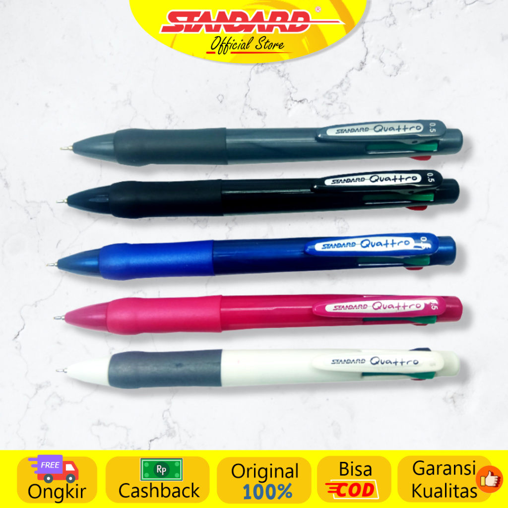 

Pulpen Standard QUATTRO 0.5 Mix Colours Bolpen 4 Warna dalam Satu Bolpen (4 in 1) (satuan)