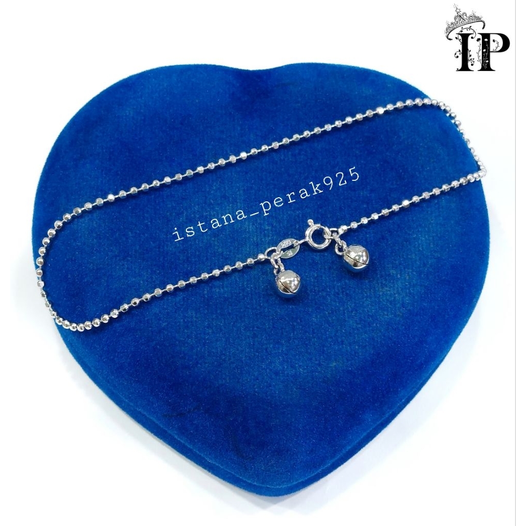 GELANG KAKI PERAK ASLI 925 SILVER LAPIS EMAS-MODEL BIJI LADA+KERINCING-PERHIASAN PERAK WANITA-PERHIA