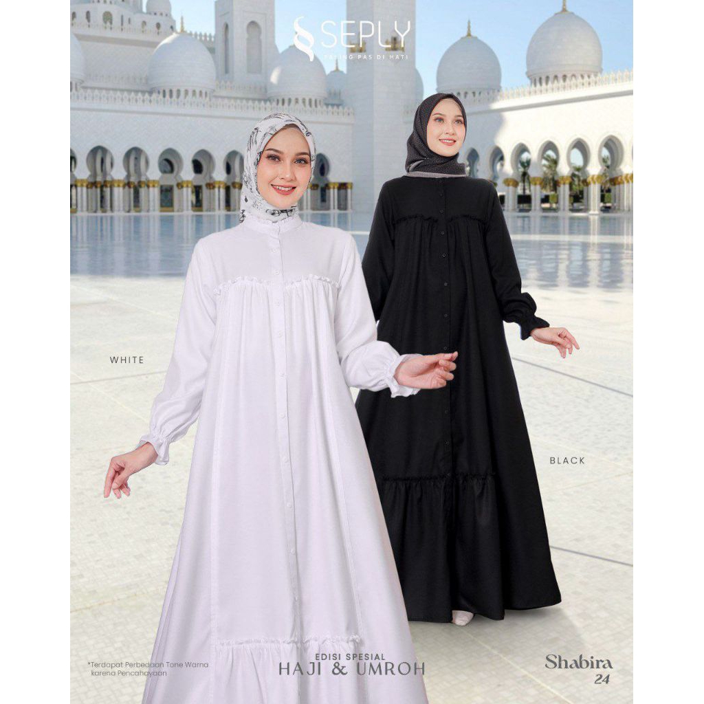 GAMIS SEPLY SHABIRA 24 BLACK WHITE / GAMIS SEPLY HITAM PUTIH POLOS / GAMIS SEPLY / GAMIS DAILY / GAM