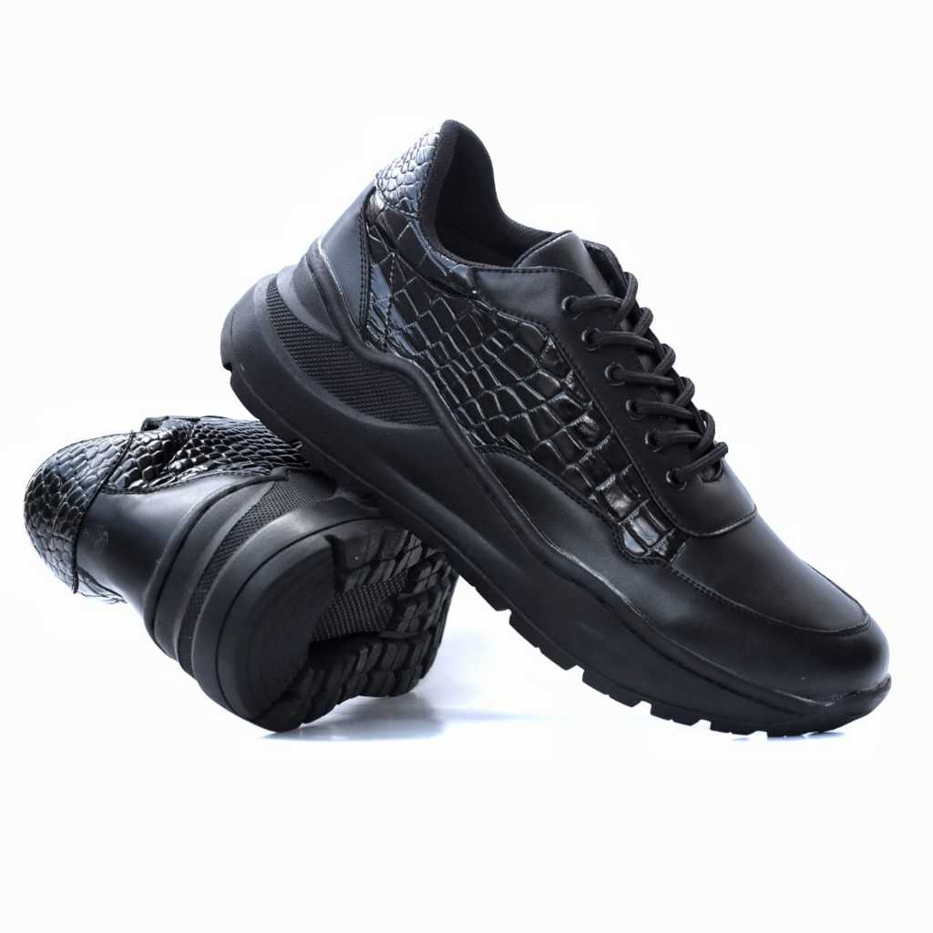 Sepatu Formal Casual Sole Tinggi Hitam Kerja Pria