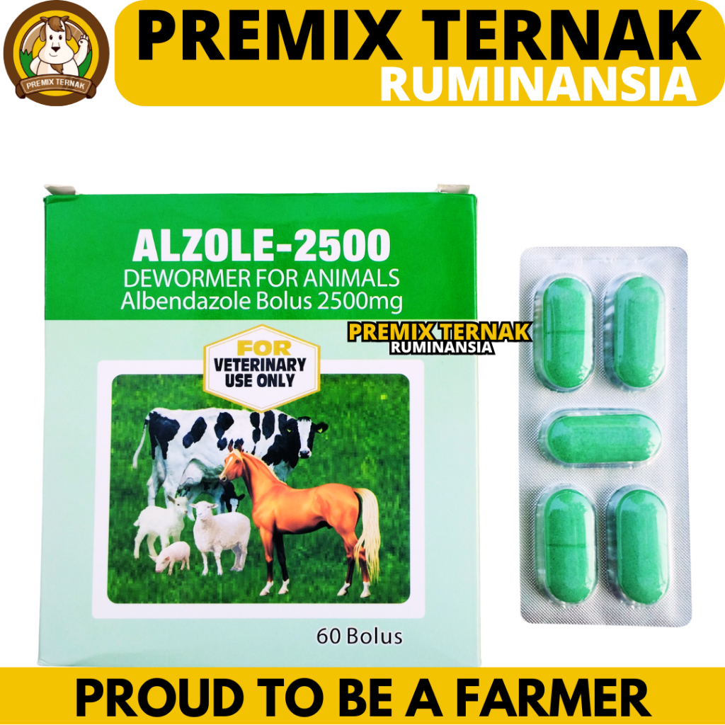 ALZOLE 2500 1 STRIP (5 BOLUS) - Obat Cacing Sapi Kerbau Bolus - Obat Cacing Sapi Paling Ampuh