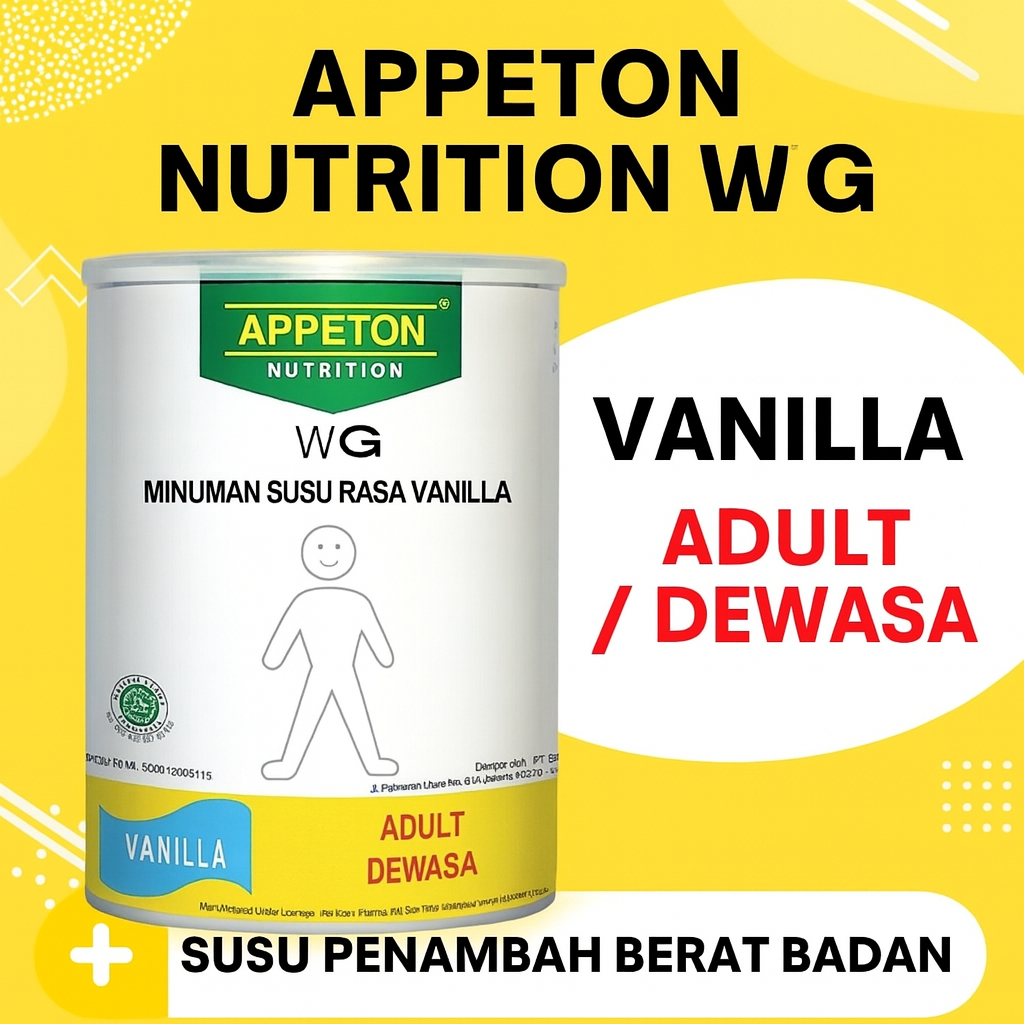 

Susu Appeton Weight Gain Susu Penambah Berat Badan Dewasa – Rasa Vanilla & Coklat – Tinggi Protein