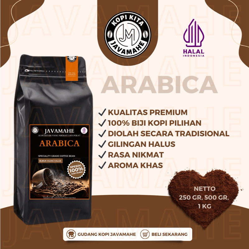 

Kopi Bubuk ARABICA Javamahe Grade Premium 100% Murni