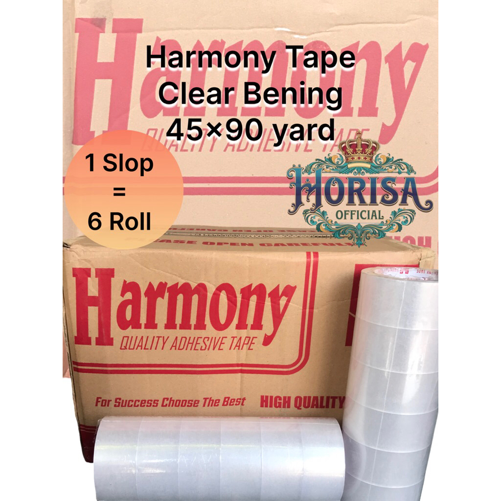

Lakban bening Harmony tape 45mm x 90 yard 1 Slop isi 6 pcs berkualitas terbaik termurah