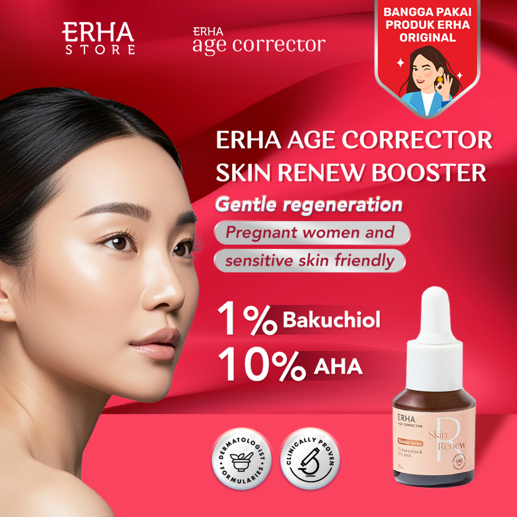 Erha Age Corrector Skin Renew Booster 15ml - 1% Bakuchiol & 10% AHA Booster Anti Aging | Alternatif 