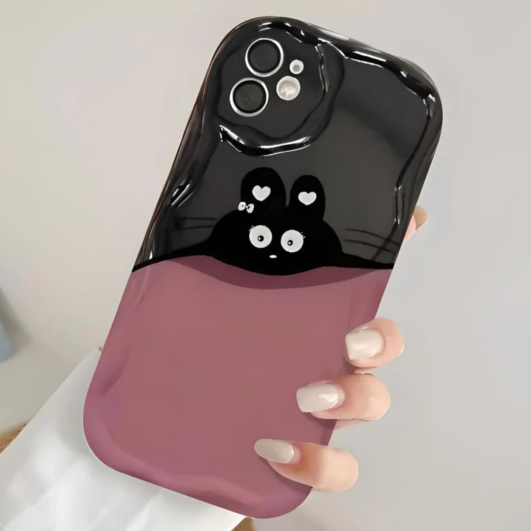 Case Xiaomi Redmi A1 A2 12 12C Casing Couple Cute Black Cat Shockproof Wavy Edge Silicon Premium