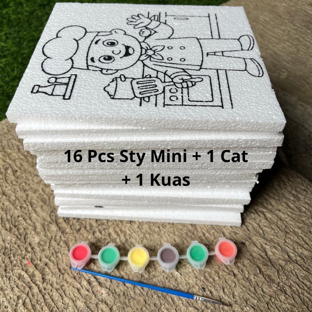 

Styrofoam Lukis Mini | Isi 16 Pcs + 1 Cat + 1 Kuas | Kreasi Anak