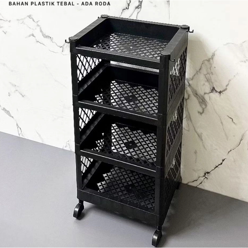 Rak Yoyo 4 Susun Ukuran Besar Bahan Plastik Kuat Kokoh Dengan Roda Portable