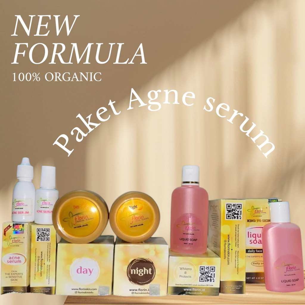 (barcode ori) paket pemula agne serum florin skincare jerawat flek komedo