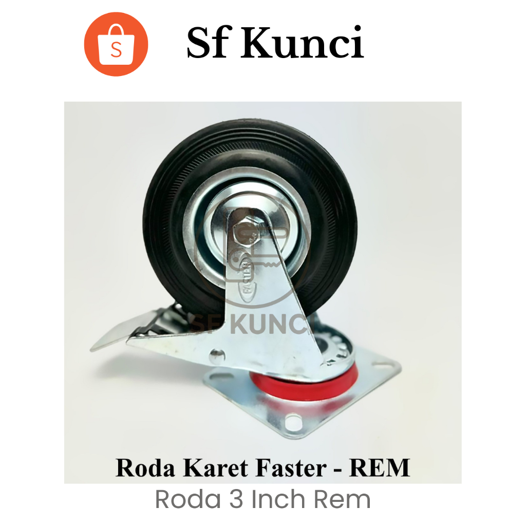 Roda Karet Troli 3 Inch / Roda Rem 3"