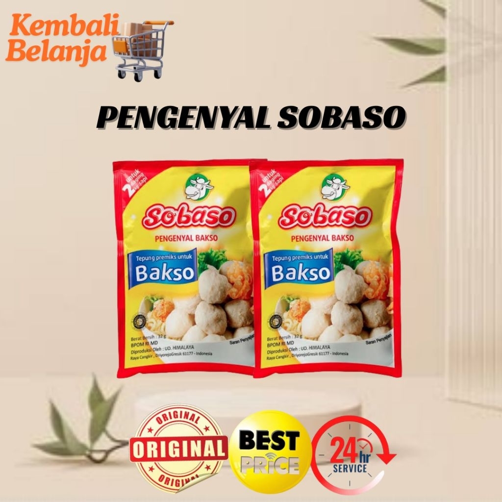

Pengenyal Bakso Sobaso 32 Gram/ Pengenyal Bakso Halal/ Pengenyal Bakso Murah/ Tepung Premiks Bakso