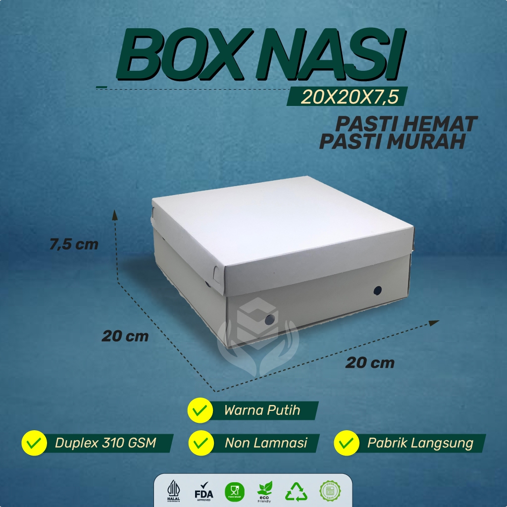 Box Nasi Catering Dus 20x20 Kotak Nasi 20x20 (BB5D3-20X20X7.5 Cm)