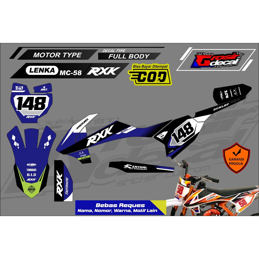 Decal Sticker Trail Mini Mini Trail LENKA/RXK/SYMOTOS/ZUUMAV/JACKLE 50cc Full Body Free Custom