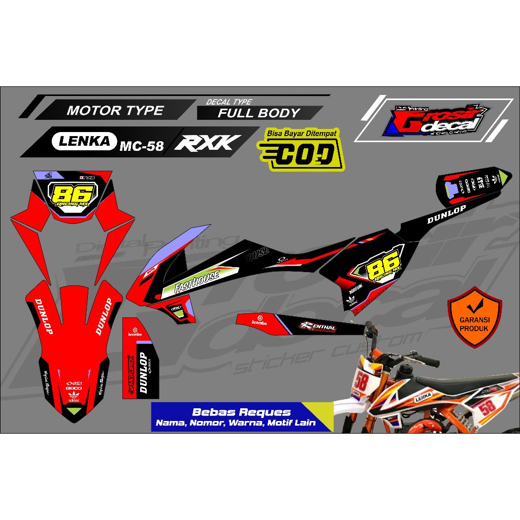 Sticker Striping Trail Mini Mini Trail LENKA/RXK/SYMOTOS/ZUUMAV 50cc Full Body Bebas Reques