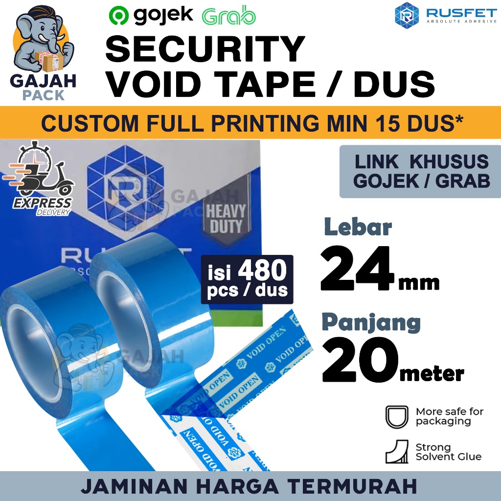 

Lakban Security VOID TAPE Open Segel Selotip Isolasi Rusfet Premium Termurah / DUS OJOL
