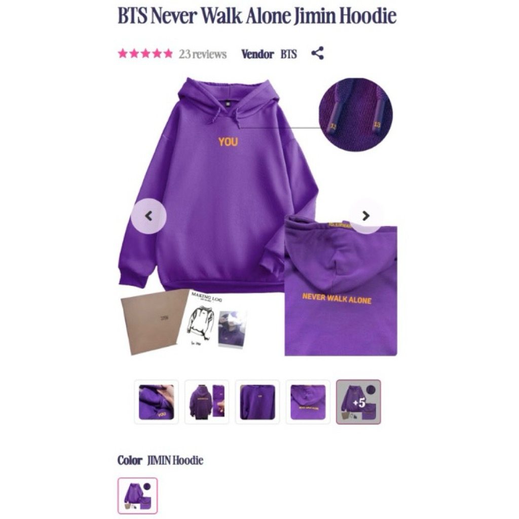 Hoodie official BTS you never walk alone jimin kpop korean