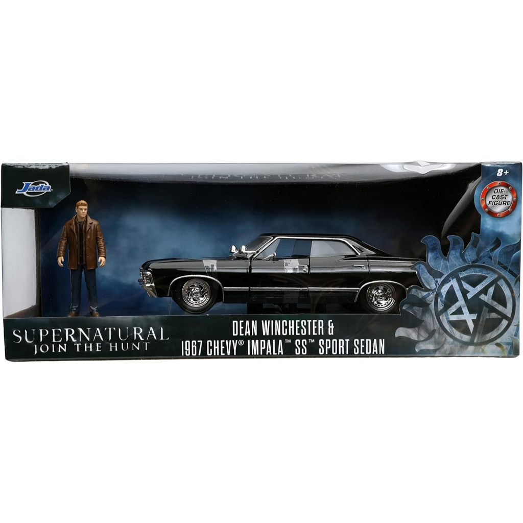 Ready Stok Supernatural 1:24 1967 Chevy Impala Die-Cast Car W/Dean Winchester Die-Cast Figure, Toys