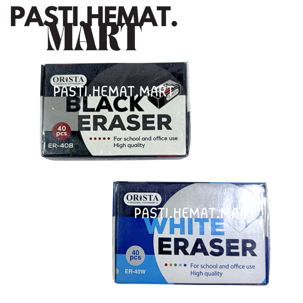 

3 Pcs Penghapus Pensil Orista Hitam / Putih