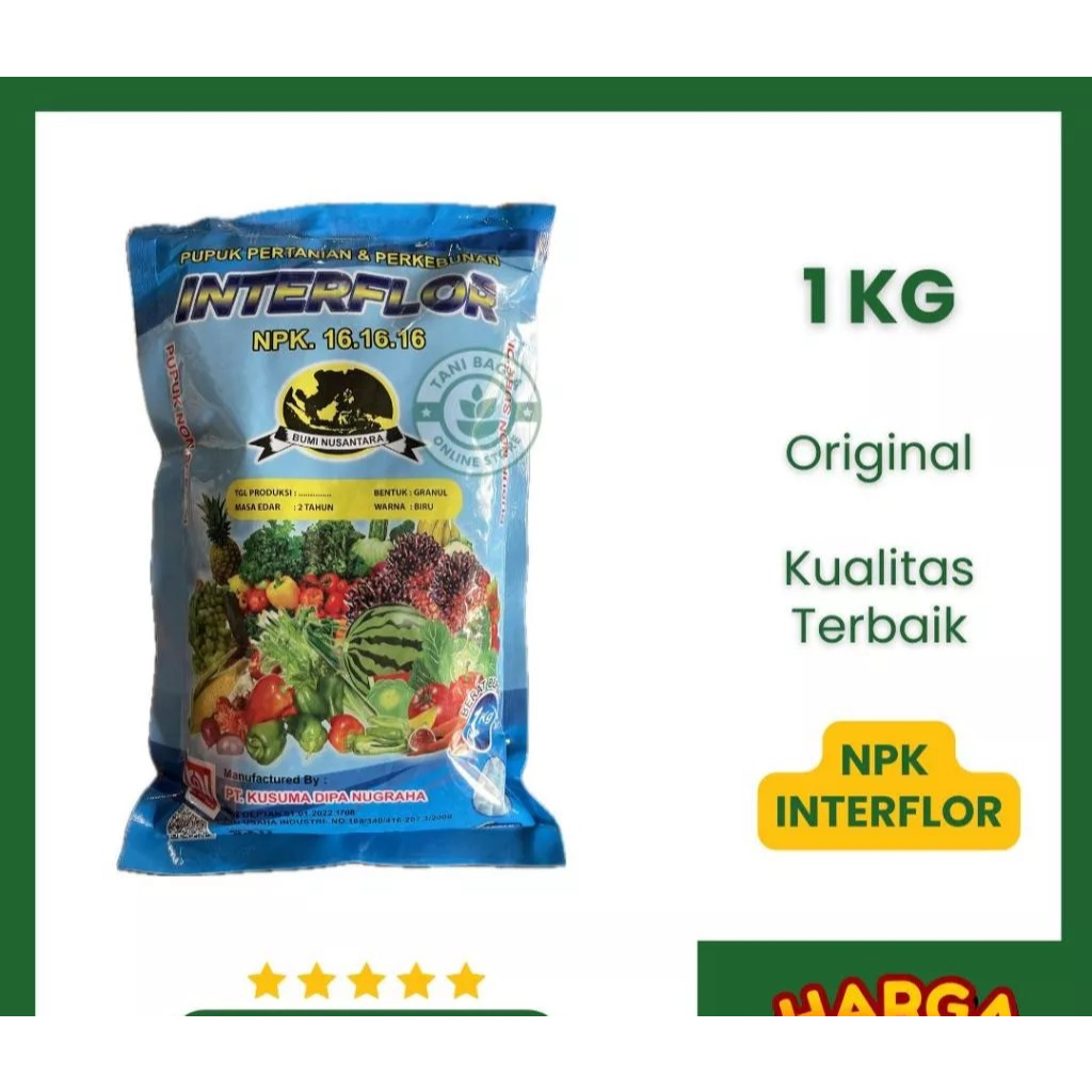 Pupuk NPK 16 16 16 Interflor 1 Kg Nitrogen Phospat Kalium
