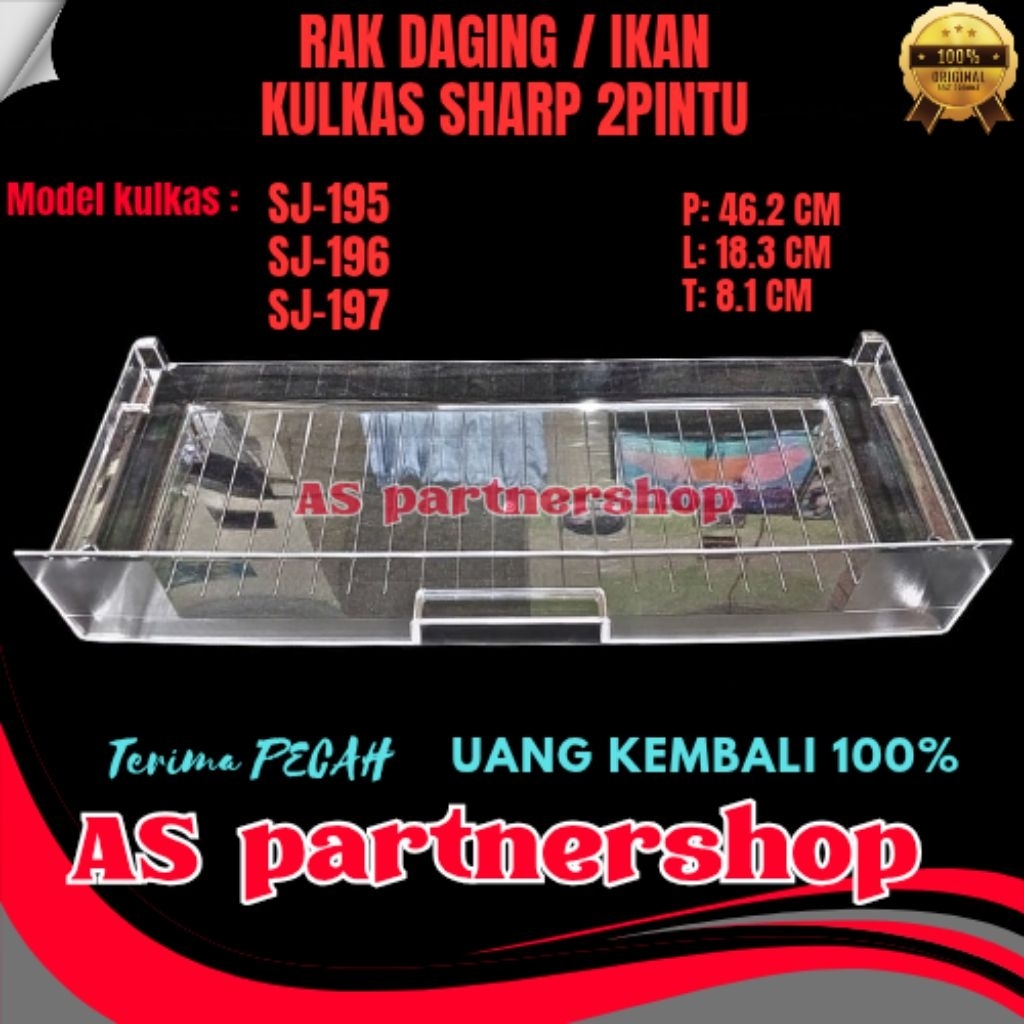 rak daging / ikan kulkas sharp 2pintu sj-195,sj-196,sj-197