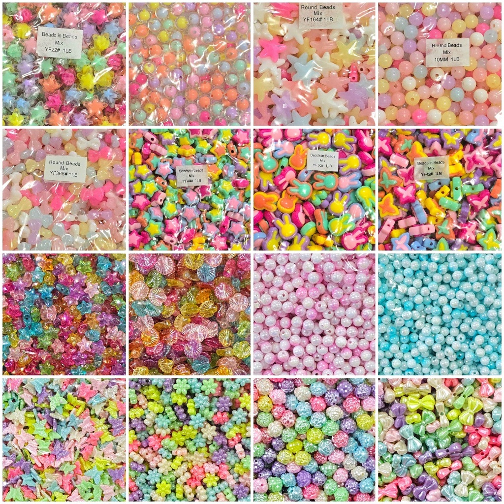 Mote AB Manik Pelangi Glossy @450 gram Manik Akrilik/Mote Bentuk Warna Warni/Mote Ac Bening