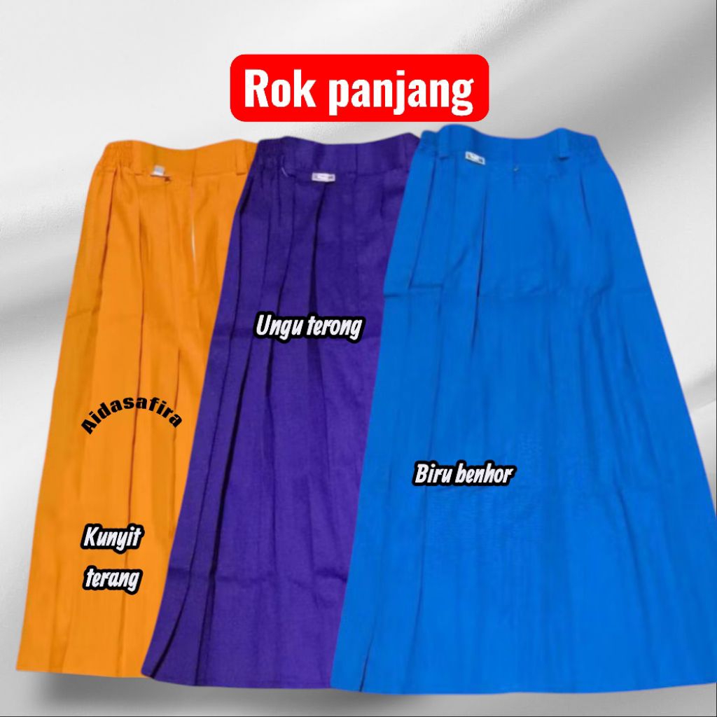 ROK TK PANJANG/ROK PANJANG BENHUR/ROK PANJANG KUNING KUNYIT/ROK PANJANG UNGU/ROK MADRASAH/ROK MI