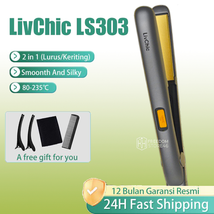 Catokan Rambut Tourmaline LIVCHIC LS303 Styler 2 IN 1 ORIGINAL Pelurus Rambut Keramik Professional
