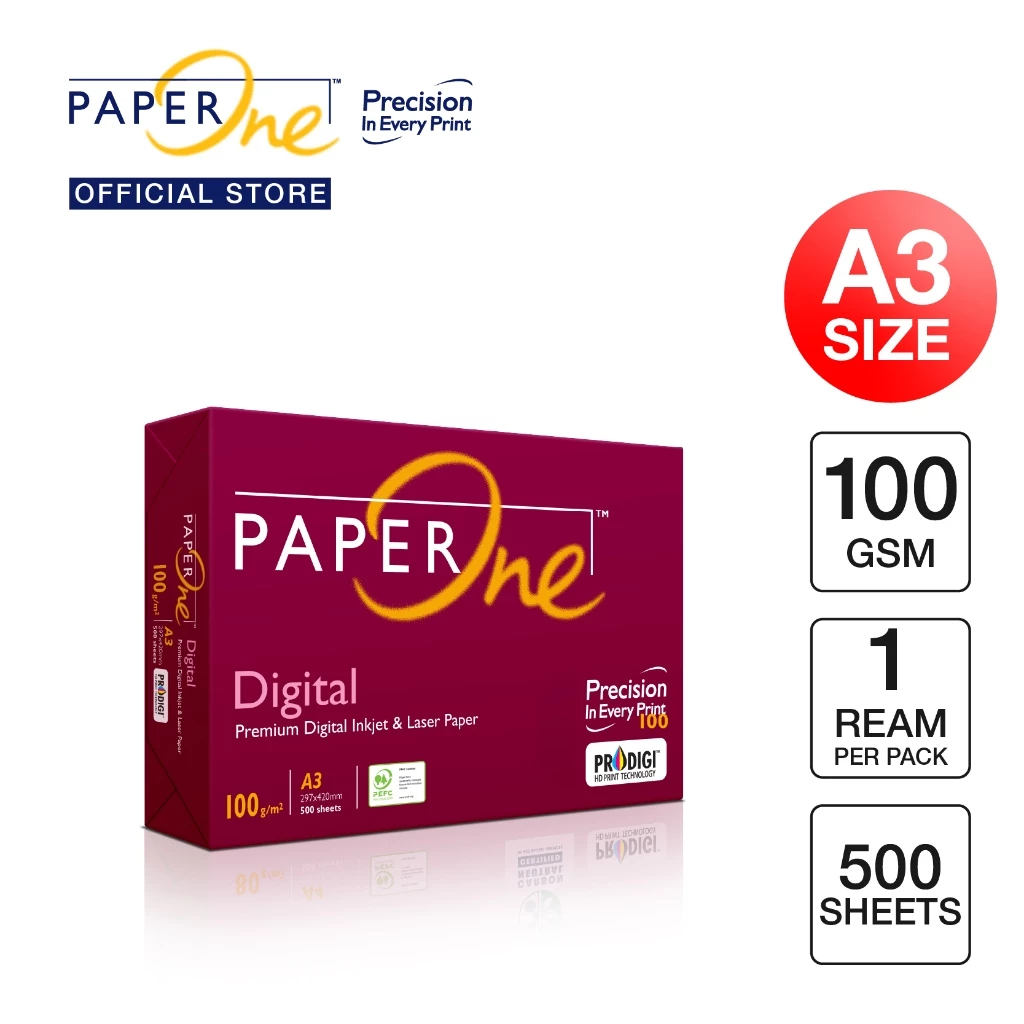 

PaperOne Kertas HVS A3 100gr Digital 1 Rim 500 Lembar Fotocopy