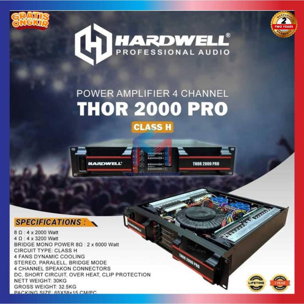 Power Amplifier 4 Channel Hardwell THOR 2000 PRO Original Power Ampli 4 x 2000 Watt