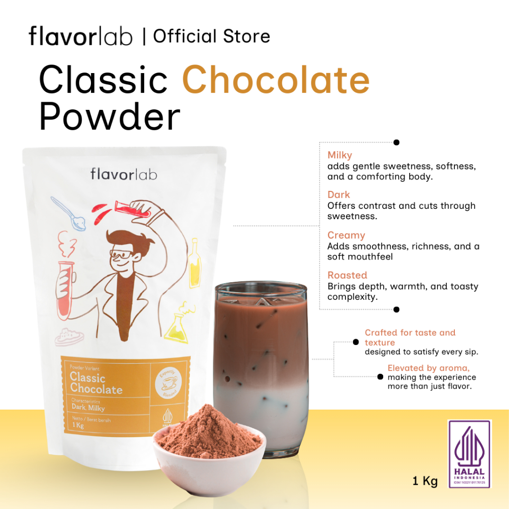 

Flavorlab Classic Chocolate Drink Powder – Bubuk Cokelat Minuman Praktis untuk Susu dan Kopi (Halal)