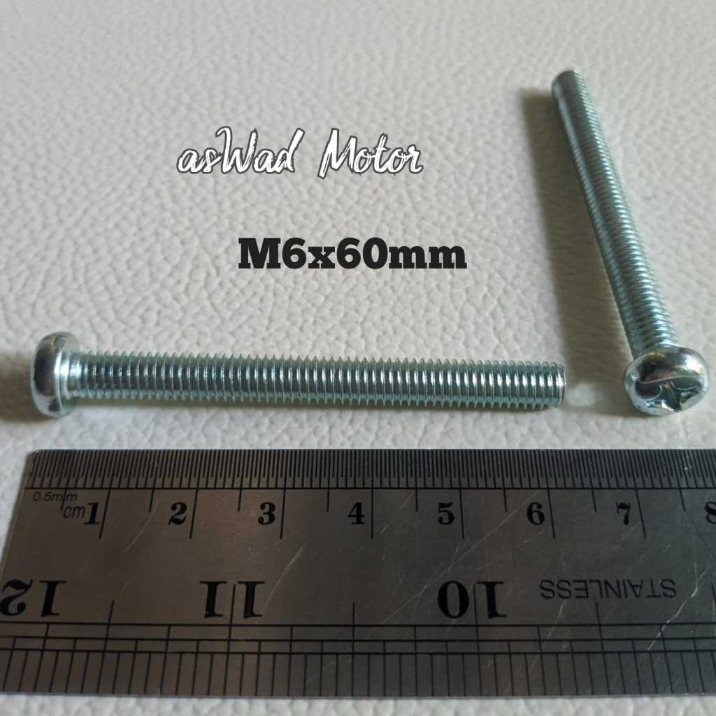 5Pcs Baut JP Galvanis M6x60MM Obeng Plus Universal Baut 10 Panjang 6CM Baut Blok Kopling Magnit CB10