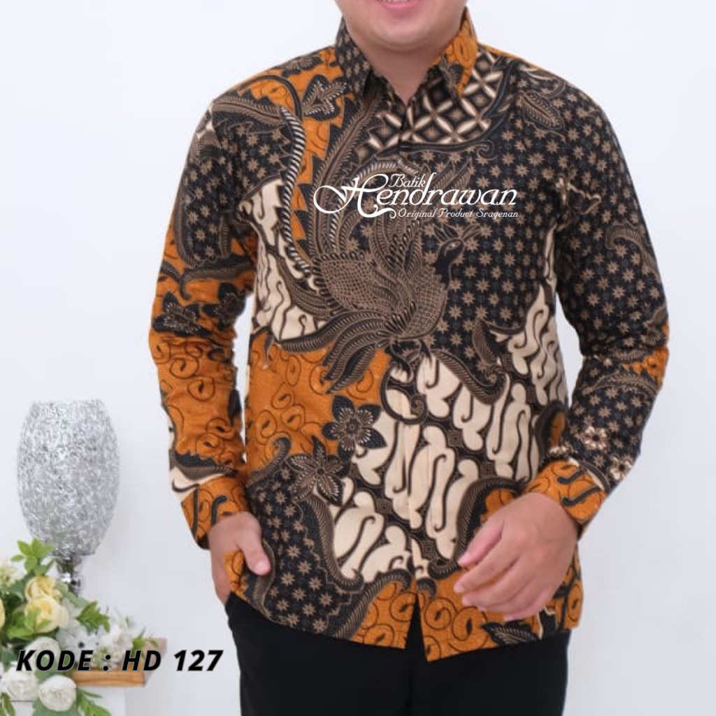 Kemeja Batik Pria Gaya Solo Modern Katun Premium Berfuring Lengan Panjang - Batik Hendrawan HD 127