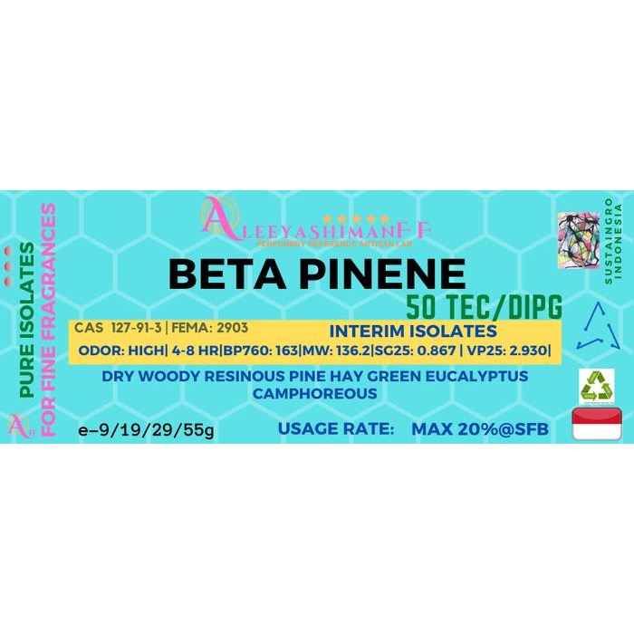 AleeyashimanFF-BPN08 – Beta-Pinene: Pure Isolate and/or Aroma Chemical – Perfumery Professional Mate