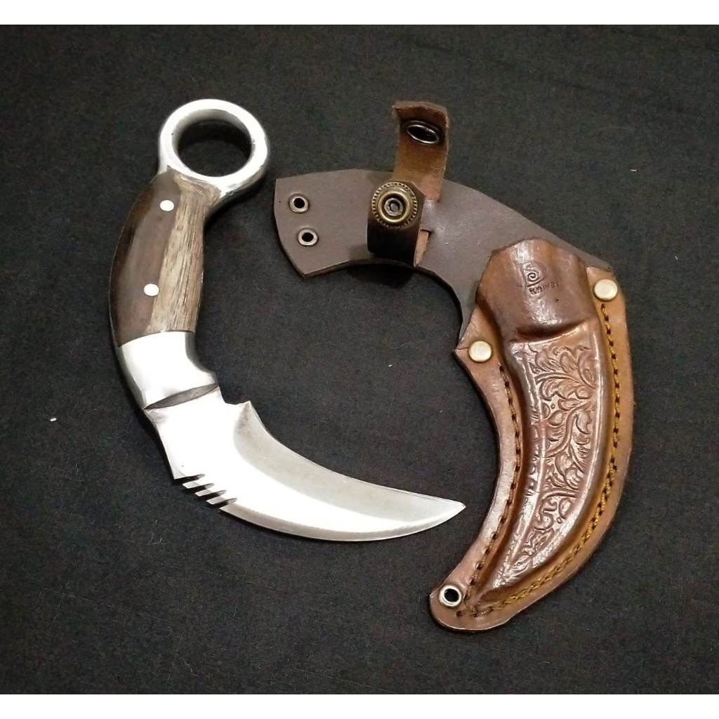 COD CEK DULU//KERAMBIT PAMOR DAMASKUS ASLI KULIT SAPI//TERBAIK