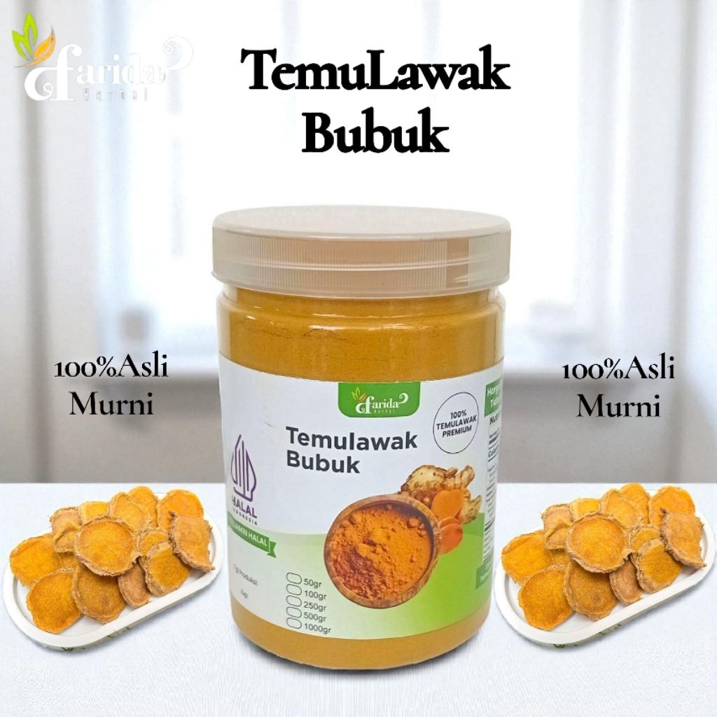

TemuLawak Bubuk Murni 500gram Kemasan Toples Jar/Asli Murni Temu Lawak Bubuk 500gram