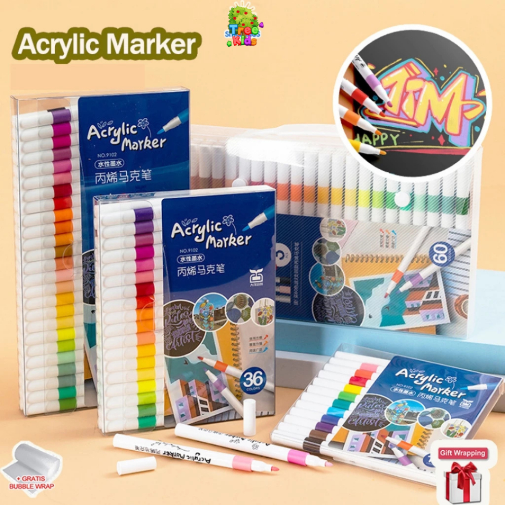

Acrylic Marker/Pen Akrilik Marker Warna Cepat Kering Tahan Air/Spidol Acrylic Painter/Menggambar Kreativitas Seni Edukasi Anak/Pen Akrilik Warna-warni Lucu/Spidol Menggambar Anak Warna-warni Lucu
